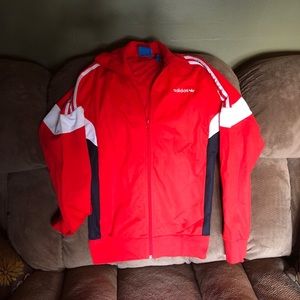 men’s small red adidas originals zip up